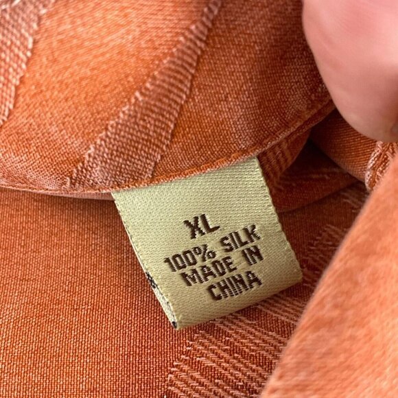 Tommy Bahama XL Hawaiian Camp Shirt Mens 100% Silk Floral Orange 4750 - Picture 3 of 8